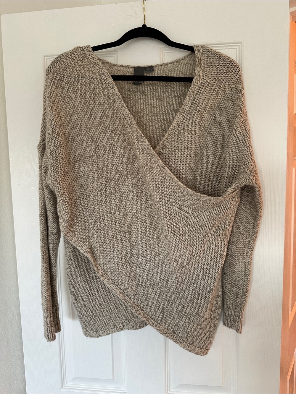 Quinn Women's V-Neck Wrap Sweater in Light Taupe